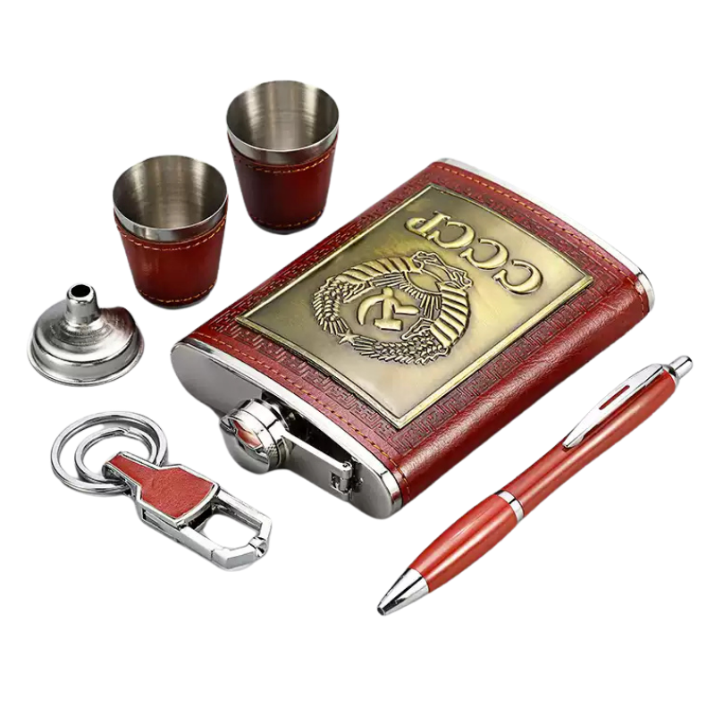 SSCB Deri Kaplama Matara Hediye Seti (6 Parça)