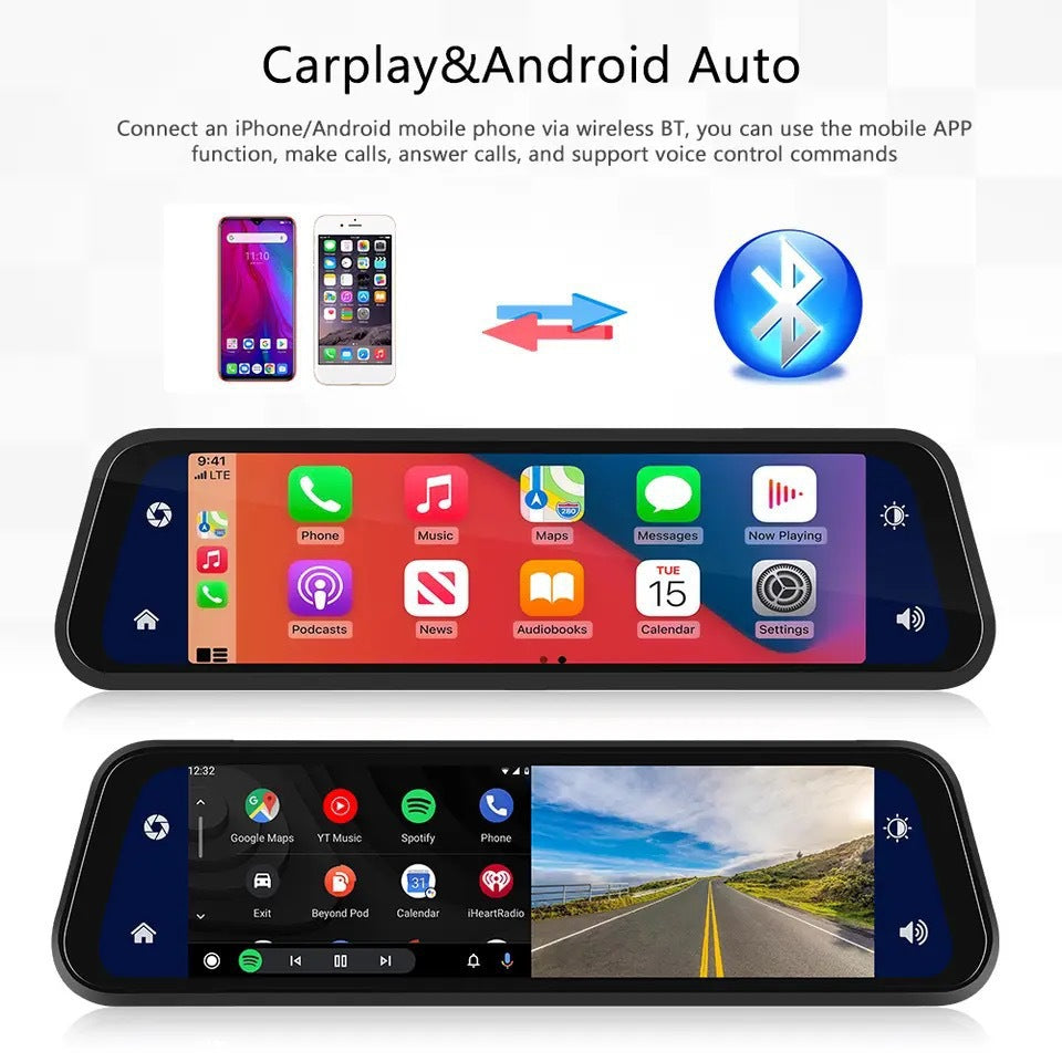 CarPlay ve Android Auto Destekli 9.66" Akıllı Dikiz Aynası